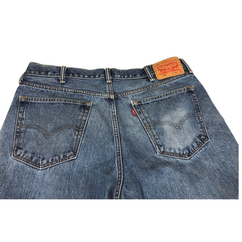Levis 559 Relaxed Straight Jeans Mens 38x30‎ Medium Wash Blue Denim Y2K Rugged - Picture 10 of 11